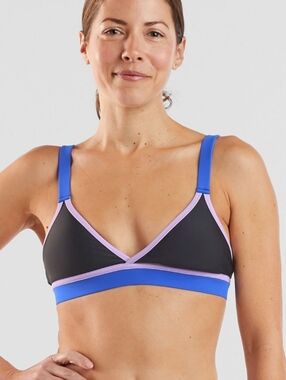Title Nine Blue and Lilac Montera Athletic Bikini Top - Colorblock
